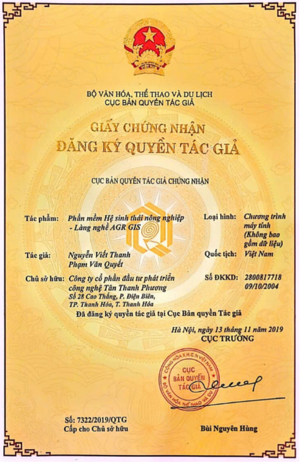 CHỨNG NHẬN ĐĂNG KÝ BẢN QUYỀN TÁC GIẢ