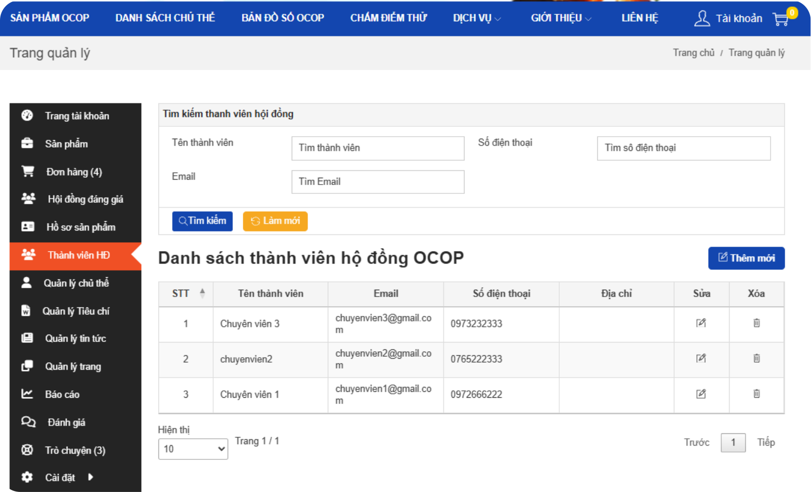 GIAO DIỆN THÀNH VIÊN HỘI ĐỒNG CHẤM ĐIỂM OCOP